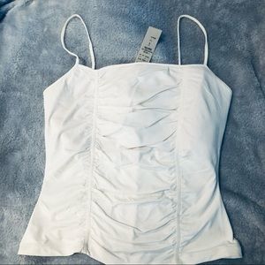 White ruched cache tank top